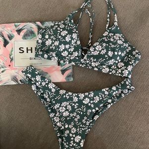 Green floral bikini